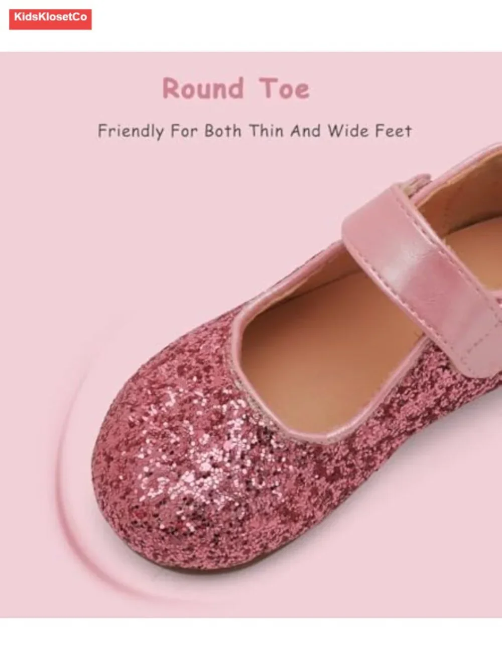 Toddler Flower Girl Dress Shoes Mary Janes Flat with Hook and Loop Closure